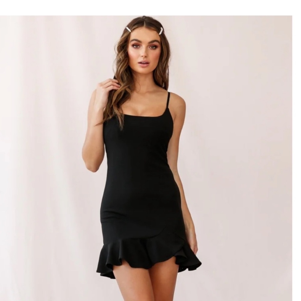 NWOT Saints + Secrets Black Mini Ruffled Dress  Sz Small